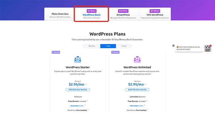 dreamhost pricing to create a wordpress website
